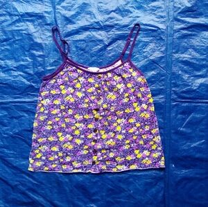 Lilu Floral Purple and Yellow Tank Top